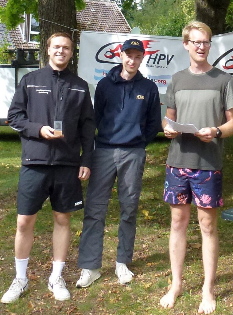 Die Gewinner des Pfahlzugkraft-Wettbe￾werbes aus Duisburg mit "close to perfection"